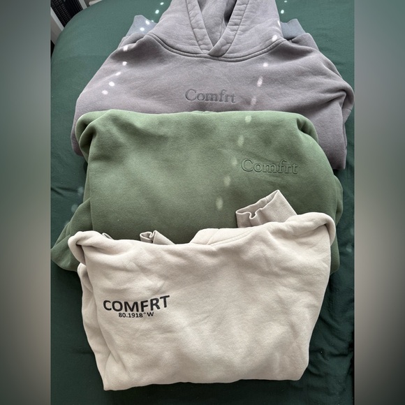 Comfrt Hoodies in Gray, Green, and Cream - Picture 1 of 4